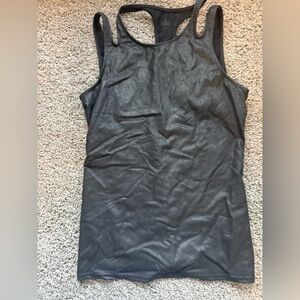 ALO Yoga Black Faux Leather Print Racerback Tank Top size small